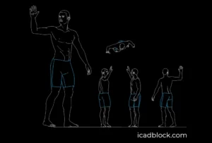 Hombre caminando por la playa DWG