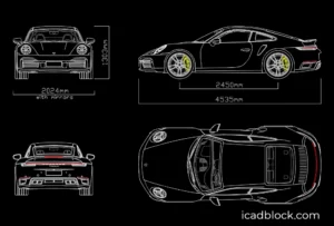 Porsche 911 blueprint , Turbo S model, in DWG