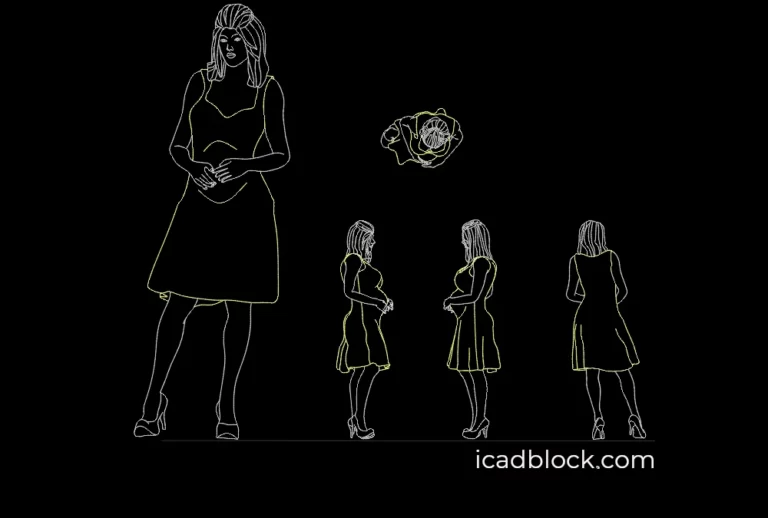 pregnant woman with hands on her belly in AutoCAD