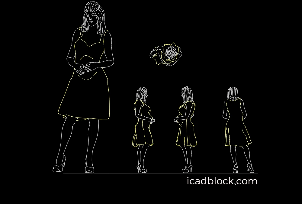 pregnant woman with hands on her belly in AutoCAD
