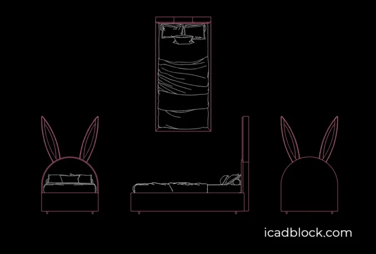 Children rabbit bed CAD Block
