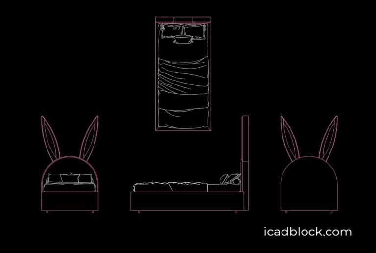 Children rabbit bed CAD Block
