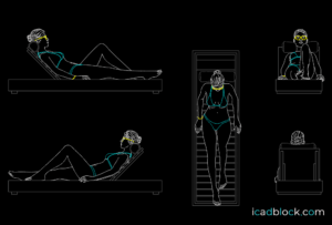 Mujer acostada en una cama de playa DWG