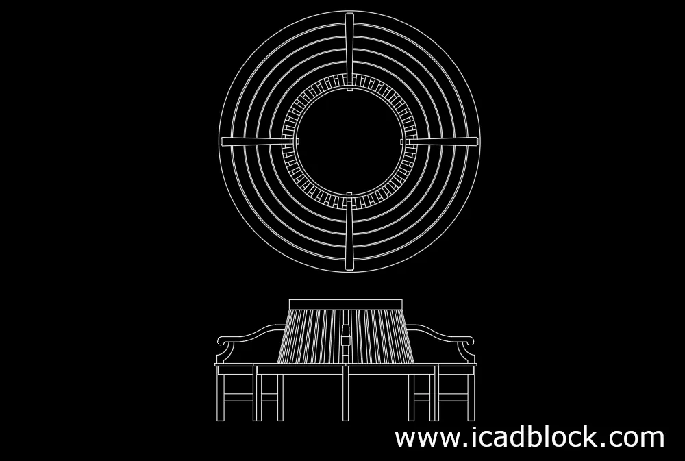 Round bench DWG CAD Block download