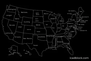 USA Map CAD Block in DWG