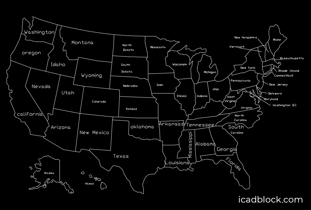 USA Map CAD Block in DWG