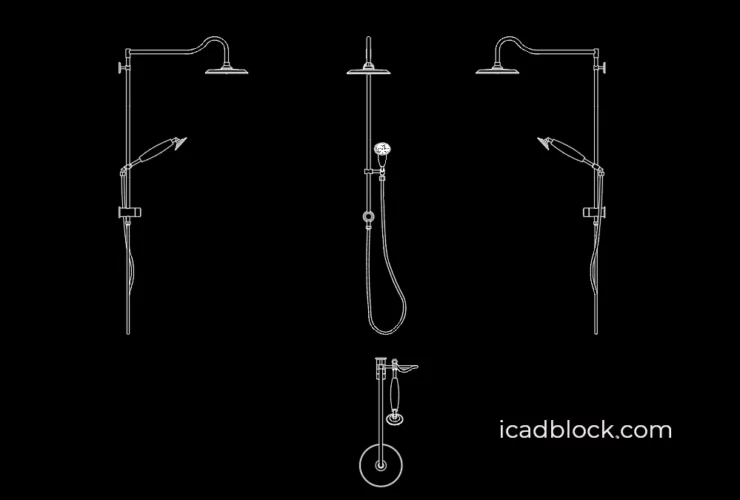 handheld and fixed shower heads in AutoCAD
