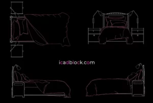Modern single bed plan and elevation