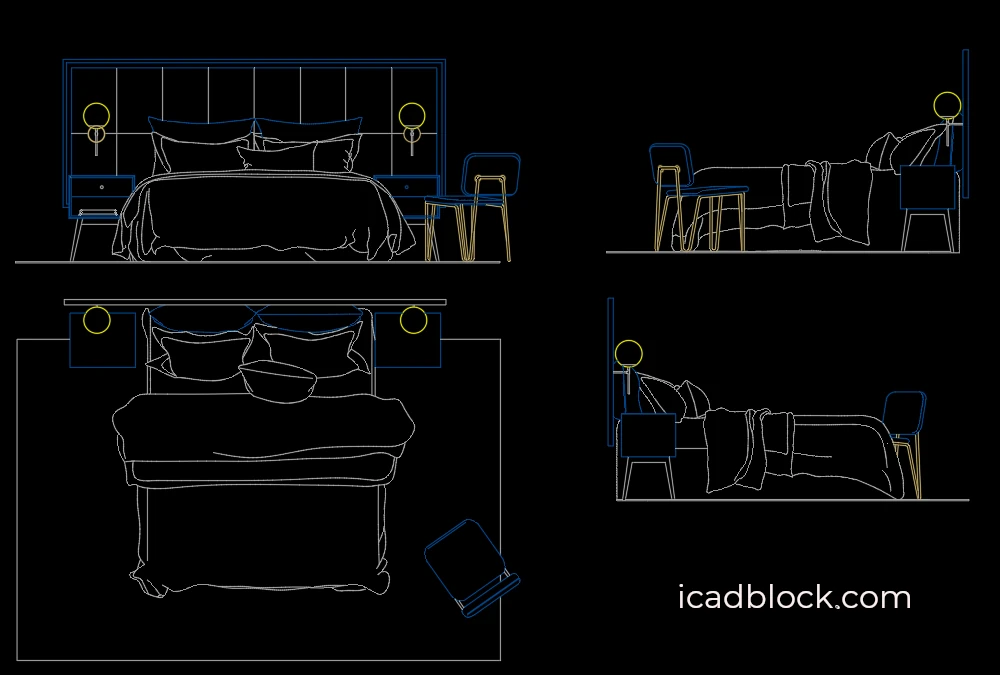 Double bed 2D drawing