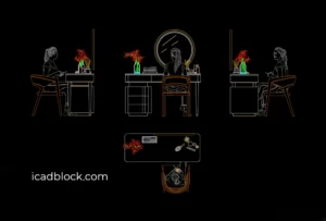 Dressing table and a woman AutoCAD