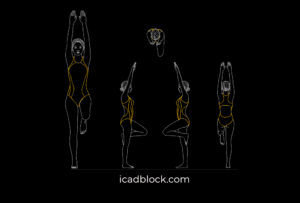 Female Gymnast CAD Block in DWG
