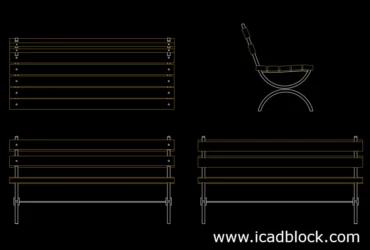 free wooden bench CAD Block in DWG format