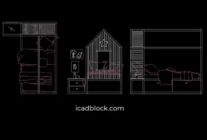 Kids house bed CAD Block in 3 views