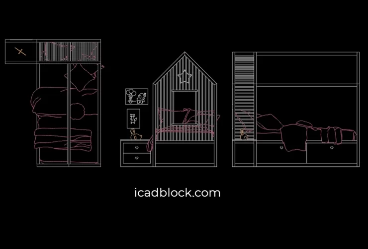 kids house bed CAD Block
