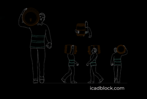 Worker carrying a barrel DWG model