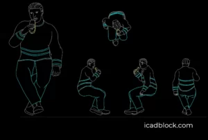 Man eating sandwich CAD Block
