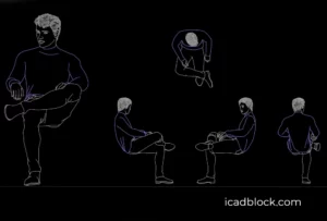 man sitting legs crossed DWG model