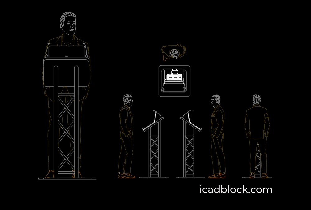 Man speaking on podium CAD Block