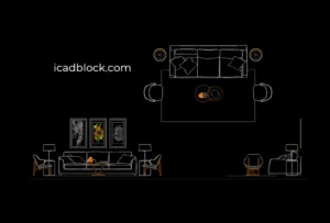 Sofa set 2D drawing in plan and elevation