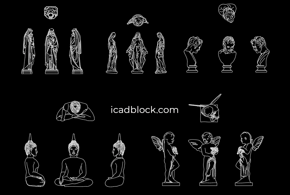 Statues DWG CAD Blocks collection