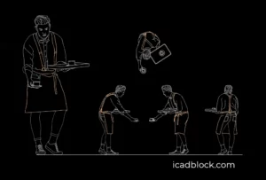 Waiter bringing coffee CAD Block
