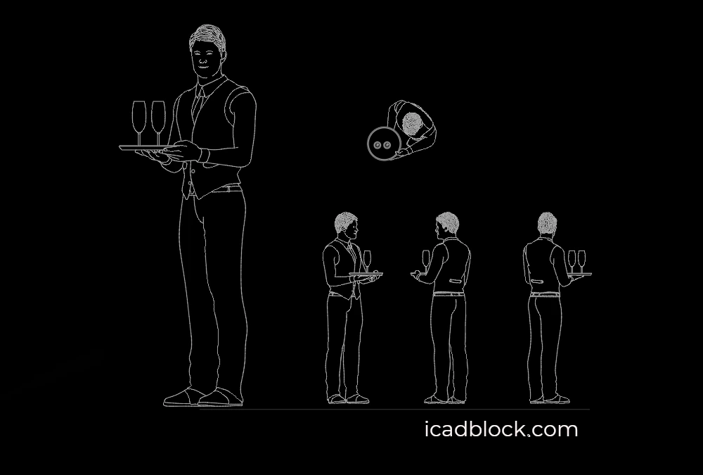 Waiter carrying Glasses DWG