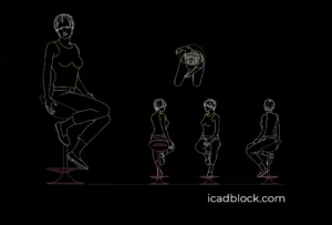 Woman sitting on bar stool 2D