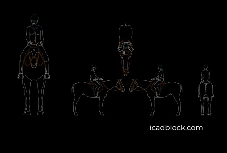 woman riding a horse CAD Block