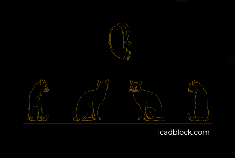 Cat sitting CAD Block