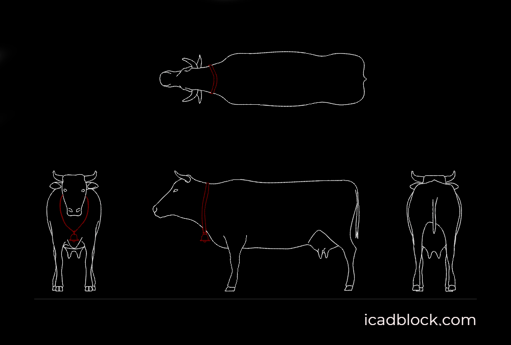 Cow with bell DWG model