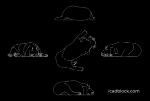 Dog sleeping in Lion’s pose CAD Block
