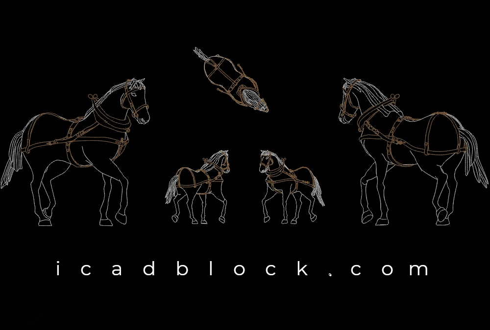 Horse with breast collar AutoCAD