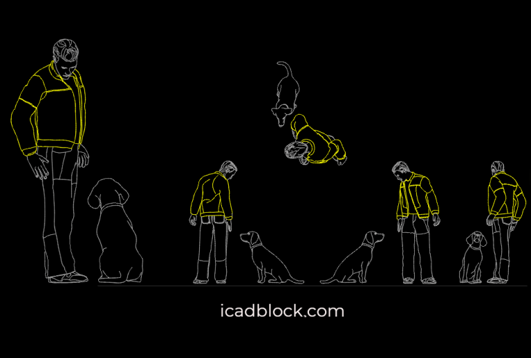 Uomo con Cane DWG – Blocco CAD Gratuito per AutoCAD FREE