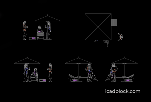 Persone in Spiaggia Blocco CAD DWG Gratis - AutoCAD