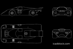 Porsche 917 CAD Block in plan and elevation