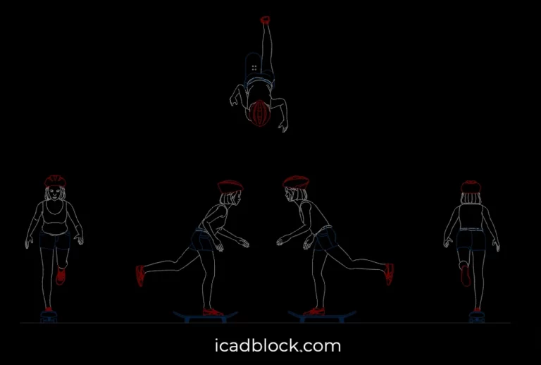 Ragazza Skater DWG – Blocco CAD Gratuito per AutoCAD