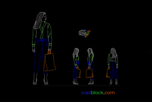 Woman in Shopping center CAD Block