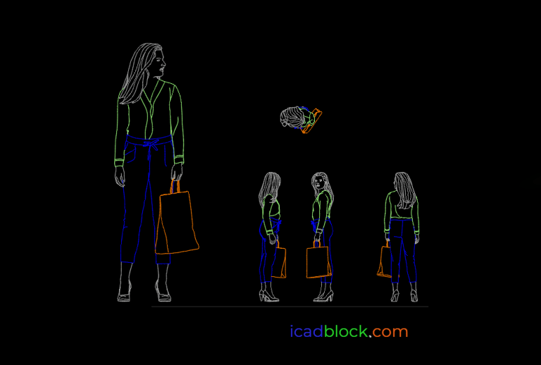 Blocco CAD di Donna che Fa Shopping – DWG Gratuito per AutoCAD