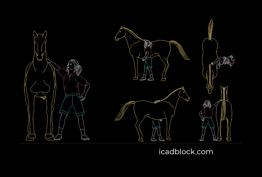 Woman petting a horse DWG