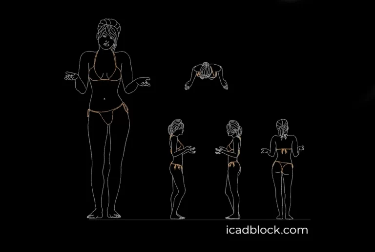 Woman talking on the beach AutoCAD