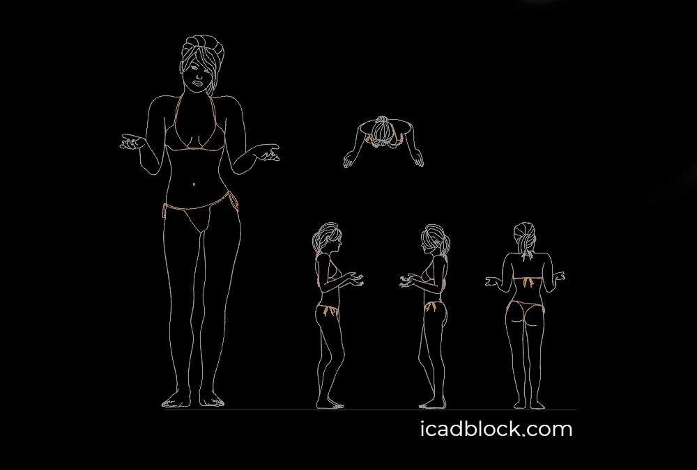 Woman talking on the beach AutoCAD