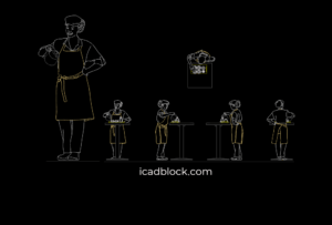 Barista woman making coffee , AutoCAD file