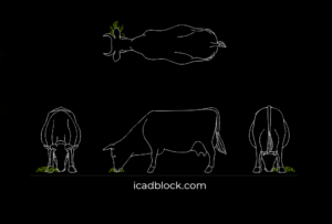 Cow eating grass CAD Block in DWG