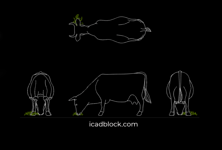 Cow eating grass CAD Block in DWG