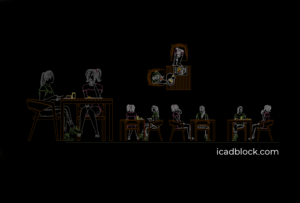 Friends eating at restaurant CAD Block