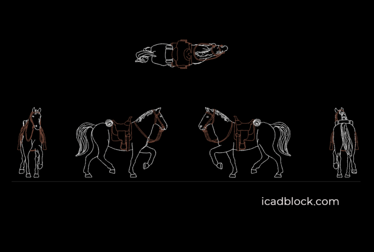 Horse with saddle DWG Drawing