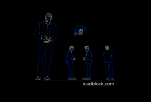 Man standing holding coffee CAD Block