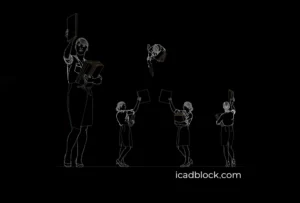 Teacher holding stack of books AutoCAD file