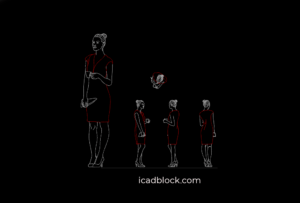 Woman standing holding coffee DWG model